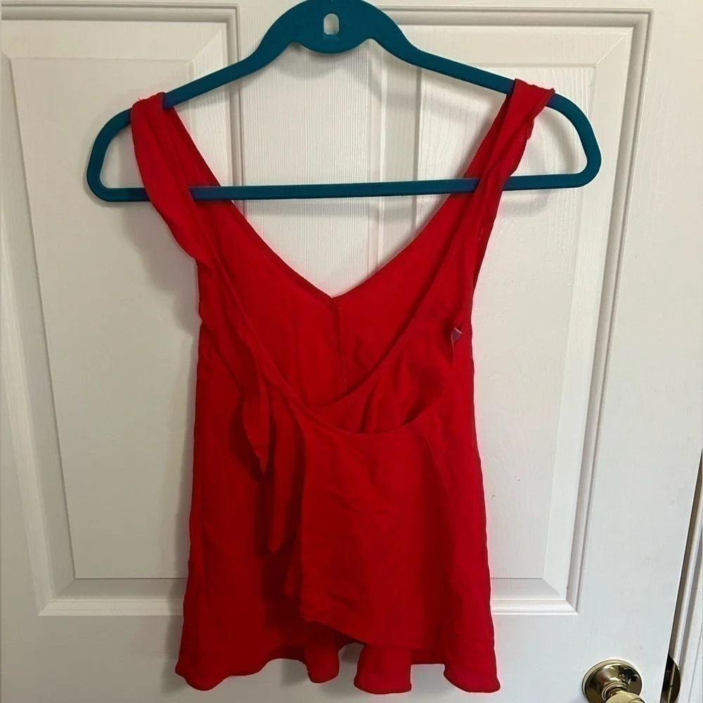 ASOS Ruffle Open Back Red Tank Size 4 NWT - Picture 3 of 6